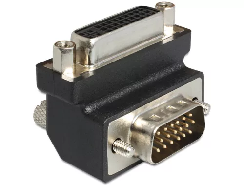 Delock DVI 24+5 pin anya > VGA 15 pin apa adapter, 90  forgatott (DL-65425)