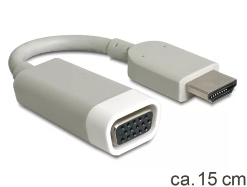 Delock adapter HDMI-A apa > VGA anya,15 cm, szürke (DL-65469)