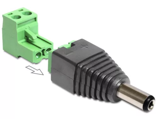 Delock DC 2.5 x 5.5 mm apa > Terminal Block 2 pin adapter, 2 részes (DL-65488)