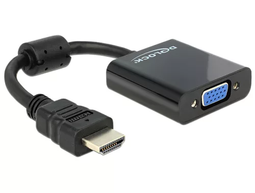 Delock Adapter HDMI-A-dugós csatlakozó > VGA-csatlakozóhüvely fekete (DL-65512)