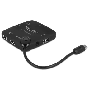   Delock Micro USB OTG kártyaolvasó + 3 port USB Hub (DL-65529)