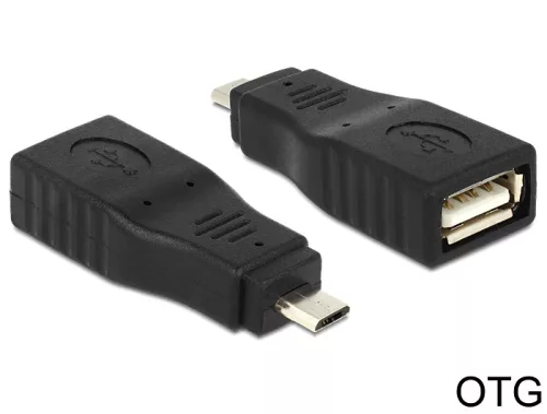 Delock adapter USB Micro B apa > USB 2.0 anya, OTG, teljesen fedett (DL-65549)