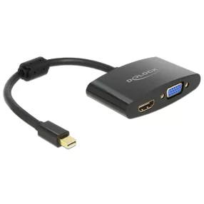   Delock Adapter mini Displayport-dugós csatlakozó > HDMI / VGA-csatlakozóhüvely fekete (DL-65553)