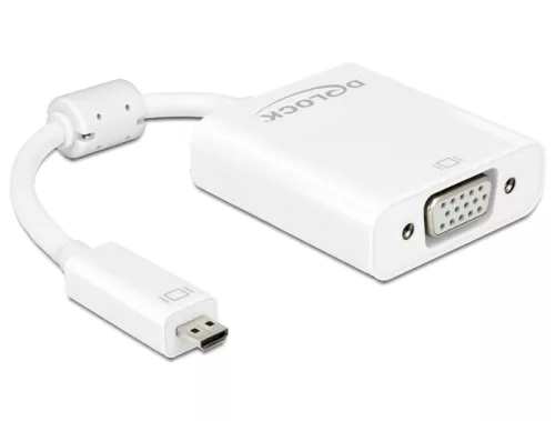 Delock Adapter HDMI Micro-D dugó > VGA hüvely audióval fehér (DL-65557)