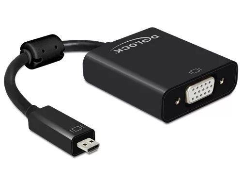 Delock Adapter HDMI Micro-D dugó > VGA hüvely audióval fekete (DL-65558)