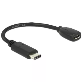   Delock Adapterkábel USB Type-C 2.0 dugó > USB 2.0 Micro-B típusú hüvely 15 cm fekete (DL-65578)
