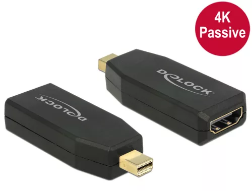 Delock Adapter mini Displayport 1.2-dugós csatlakozó > HDMI-csatlakozóhüvely 4K passzív,aranyozott (DL-65583)