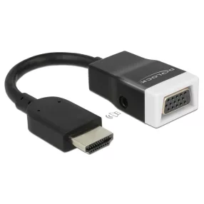   Delock Adapter HDMI-A dugó > VGA hüvely audióval, 15cm, fekete-fehér (DL-65587)