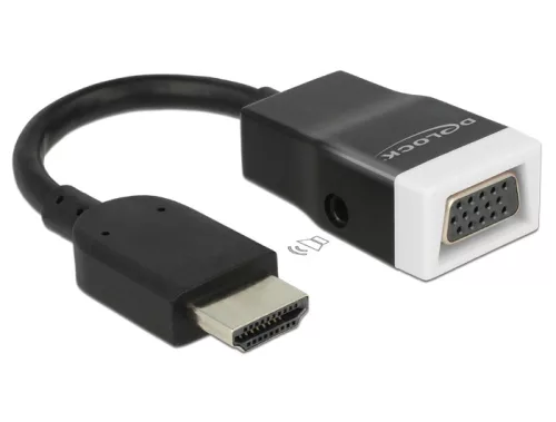 Delock Adapter HDMI-A dugó > VGA hüvely audióval, 15cm, fekete-fehér (DL-65587)