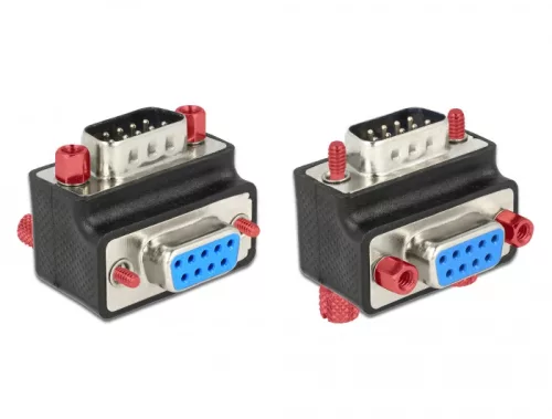 Delock adapter Sub-D 9 tűs apa > anya 90 -os szögben anya és csavar cserélhető (DL-65593)