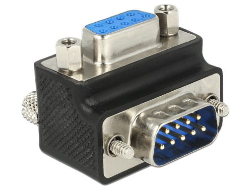 Delock Adapter Sub-D 9 tűs apa > anya 270 -os szögben cserélhető anyával és csavarral