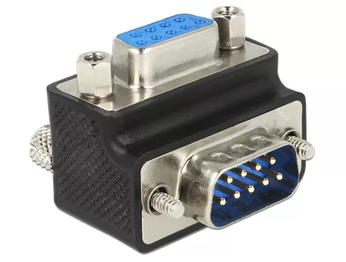 Delock Adapter Sub-D 9 tűs apa > anya 270 -os szögben cserélhető anyával és csavarral (DL-65595)