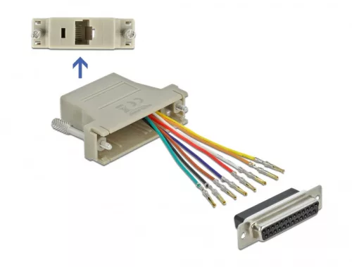Delock Szürke Sub-D 25-tűs anya   RJ45 anya összekötő adapter (DL-65600)