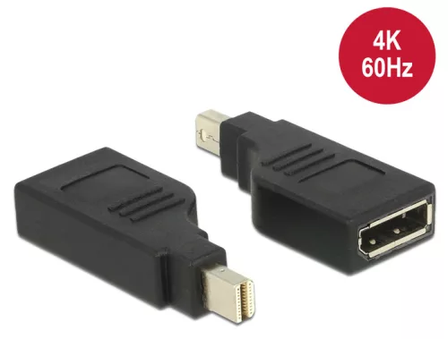 Delock Adapter, mini Displayport 1.2-es csatlakozódugó > Displayport-csatlakozóhüvely, 4K, 90 fokban (DL-65626)