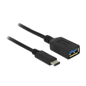   Delock nagy sebességű adapter USB (USB 3.1, Gen 1) USB C típus apa > USB A típus anya 15 cm fekete (DL-65634)