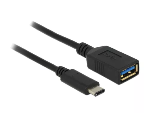 Delock nagy sebességű adapter USB (USB 3.1, Gen 1) USB C típus apa > USB A típus anya 15 cm fekete (DL-65634)