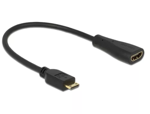 Delock kábel Gyors-sebességű HDMI Ethernettel Mini-C apa véggel > A anya (DL-65650)
