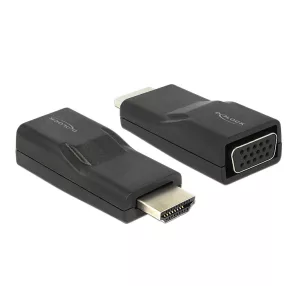   Delock Adapter HDMI-dugós csatlakozó > VGA-csatlakozóhüvely fekete (DL-65655)