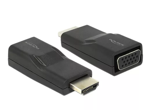 Delock Adapter HDMI-dugós csatlakozó > VGA-csatlakozóhüvely fekete (DL-65655)