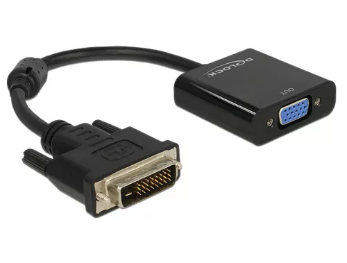 Delock Adapter DVI-D 24+1-dugós csatlakozó > VGA-csatlakozóhüvely fekete (DL-65658)