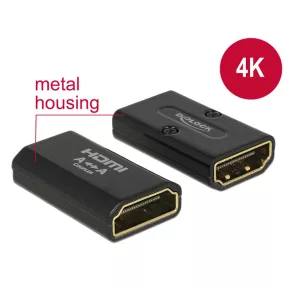   DELOCK High-Speed HDMI adapter Ethernet HDMI-A anya > HDMI-A anya 4K kimenet fordítóval fekete (DL-65659)