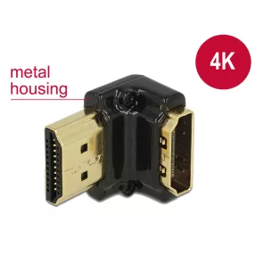   Delock adapter Gyors-sebességű HDMI Ethernettel - HDMI-A anya > HDMI-A apa 4K 90 fokos lefele fekete (DL-65662)