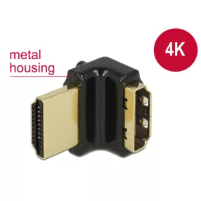   Delock adapter Gyors-sebességű HDMI Ethernettel - HDMI-A anya > HDMI-A apa 4K 90 fokos fel fekete (DL-65663)