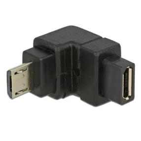   Delock Adapter USB 2.0 Micro-B apa > USB 2.0 Micro-B anya elforgatott végű, fekete (DL-65668)