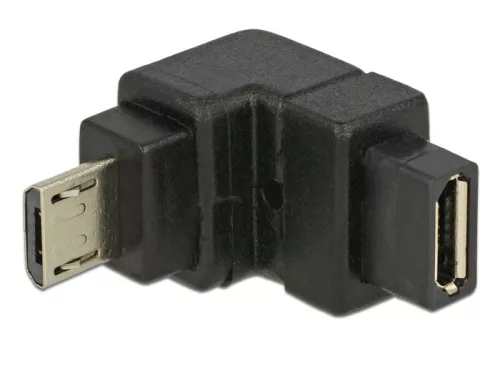 Delock Adapter USB 2.0 Micro-B apa > USB 2.0 Micro-B anya elforgatott végű, fekete (DL-65668)