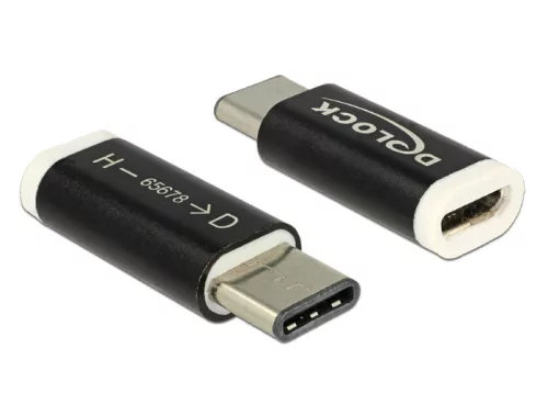 Delock Adapter USB 2.0 Micro-B anya > USB C típus 2.0 apa, fekete (DL-65678)