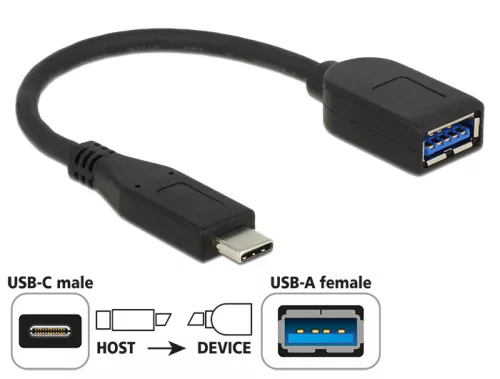 Delock adapter 10 Gbps (USB 3.1 Gen 2) USB Type-C apa > USB Type-A anya koaxiális fekete Prémium (DL-65684)