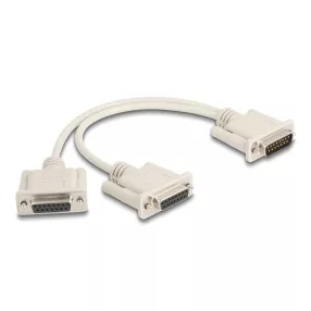   Delock Y osztott kábeles adapter D-Sub 15 tűs apa - 2 x D-Sub 15 tűs anya csavarokkal 30 cm (DL-65833)