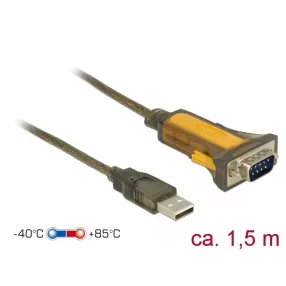   Delock Adapter USB 2.0 A-típusú dugó > 1 x kiterjesztett hőmérséklet tartományú soros RS-232 DB9 csa (DL-65840)