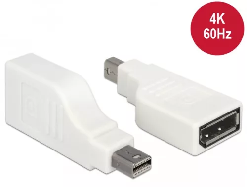 Delock Adapter, mini Displayport 1.2-es csatlakozódugó > Displayport-csatlakozóhüvely, 4K, 90 fokban (DL-65867)
