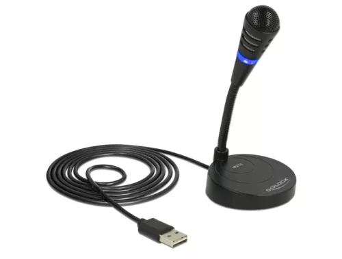 Delock USB mikrofon talppal és érintős némító gombbal (DL-65868)