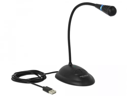 Delock Gégecsöves USB mikrofon talppal és némító, valamint be / ki kapcsoló gombbal (DL-65871)