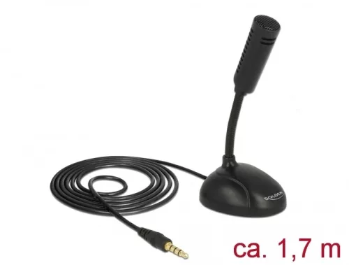 Delock mikrofon okostelefonhoz / tablethez állvánnyal 3,5 mm-es 4 pólusú sztereó jack (DL-65872)
