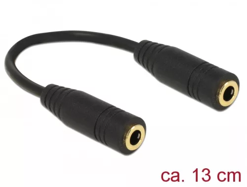 Delock Adapter Audio sztereó jack 3,5 mm-es, 4 pólusú anya > anya 13 cm (DL-65896)