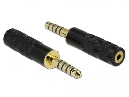 Delock 4,4 mm-es, 5 tűs sztereó jack apa   2,5 mm-es, 4 tűs sztereó jack anya átalakító (DL-65897)
