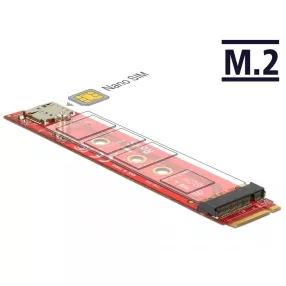   Delock Adapter, M.2 kulcs B dugó > M.2 kex B nyílású portkímélő + Nano SIM rés (DL-65921)