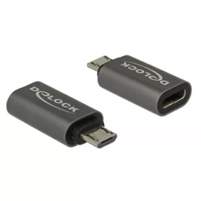   Delock Adapter USB 2.0 Micro-B apa - USB Type-C 2.0 anya adapter antracit (DL-65927)