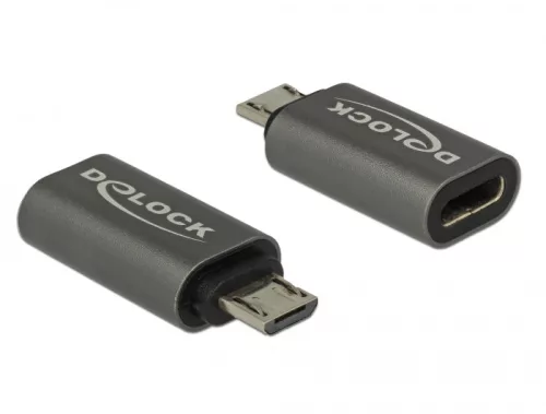 Delock Adapter USB 2.0 Micro-B apa - USB Type-C 2.0 anya adapter antracit (DL-65927)