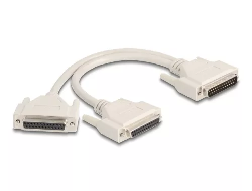 Delock Y osztott kábeles adapter D-Sub 25 tűs apa - 2 x D-Sub 25 tűs anya csavarokkal 30 cm (DL-65959)
