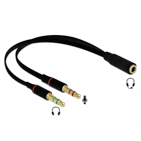   Delock Headset adapter 1 x 3,5 mm-es 4-tűs anya sztereo jack - 2 x 3,5 mm-es, 3-tűs apa sztereo jack (DL-65967)