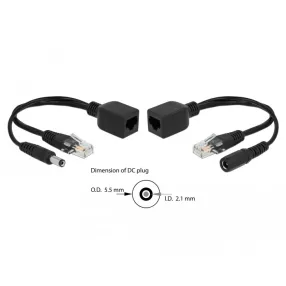   Delock Passzív PoE adapter készlet RJ45 DC 5,5 x 2,1 mm (DL-66023)