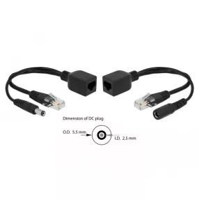   Delock Passzív PoE adapter készlet RJ45 DC 5,5 x 2,5 mm (DL-66024)