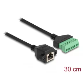   Delock RJ45 kábel Cat.6 anya - Terminal Block Adapter beépíthető, 30 cm hosszú, 2 részes (DL-66054)