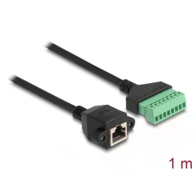   Delock RJ45 kábel Cat.6 anya - Terminal Block Adapter beépíthető, 1 m hosszú, 2 részes (DL-66055)