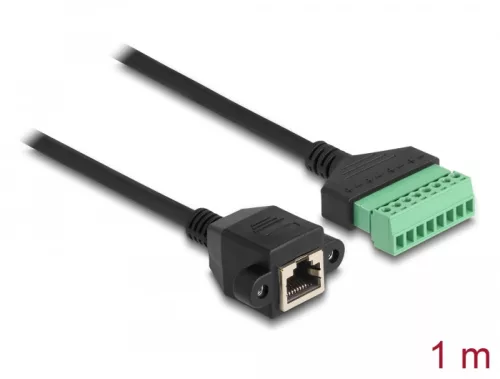 Delock RJ45 kábel Cat.6 anya - Terminal Block Adapter beépíthető, 1 m hosszú, 2 részes (DL-66055)