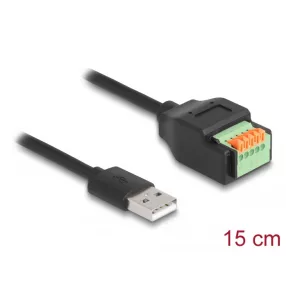   Delock A-típusú USB 2.0 kábel apa - terminal block adapter lenyomó gombbal 15 cm (DL-66061)